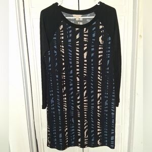 Banana Republic Black and Gray Geometric Dress